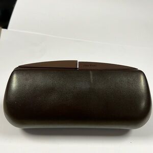 Vera Wang Hardshell Brown Leather Large Sunglasses Case Clutch